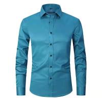 Fashion Men’s Shirt Good Quality Slim Long Sleeve Elastic Solid Color Clothing New Style Ovrecoat Button-up Shirt Men’s Tops