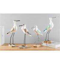 1ชุดไม้ Seagull Figurine Rustic Vintage Sea Bird ประติมากรรมเมดิเตอร์เรเนียน Coastal Beach เครื่องประดับ Nautical Decor888