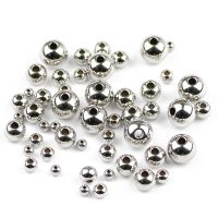 JHNBY Baja Nirkarat Manik-manik Spacer Bola 3/4/5/6/8MM Logam Bulat Manik-manik Longgar untuk Membuat Gelang Perhiasan DIY Aksesori Temuan