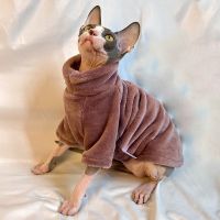 ZZOOI Fashion Cat Clothes Winter Warm Sphynx Cats Jacket Fleece Thickening Devon Rex Costumes Comfy Hairless Cat Hoodies Pet Products