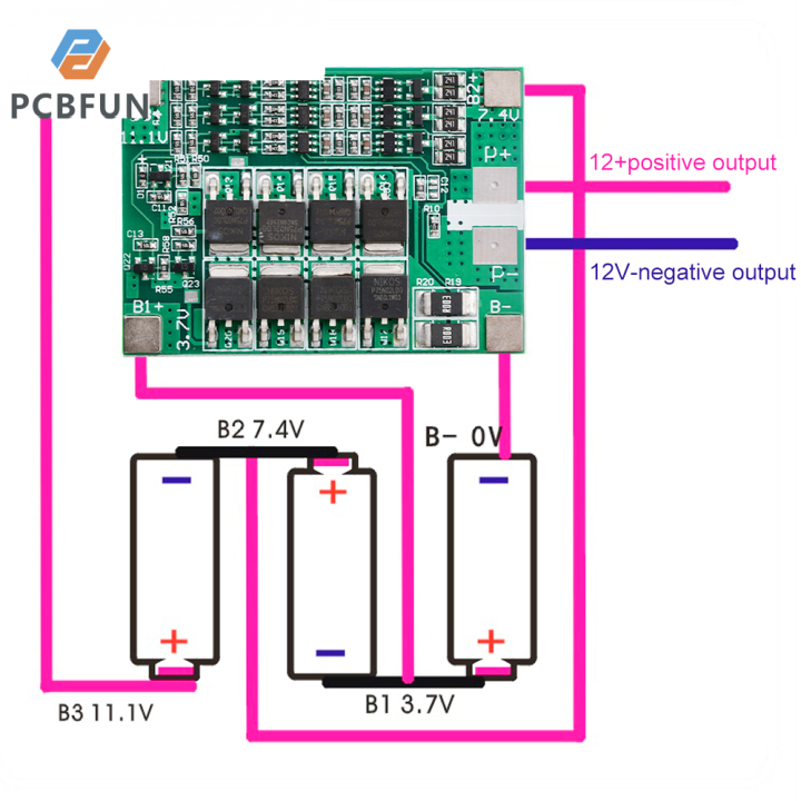 pcbfun-เครื่องชาร์จแบตเตอรี่ลิเธียมแบตเตอรี่3s-12v-40a-แผ่นป้องกันแผ่นป้องกันแผงระบบจัดการแบตเตอรีแผ่นปริ้นท์พร้อมระบบชาร์จที่สมดุล