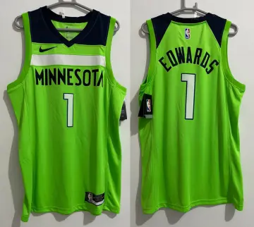 Nike Men's Minnesota Timberwolves Anthony Edwards #1 Navy Cotton T-Shirt