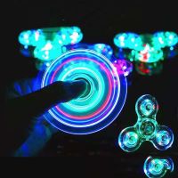 Transparent Crystal Gyro Fingertip Gyro with Light Luminous Colorful Luminous Spinner Fidget Stress Relief Toy For Adult Kids