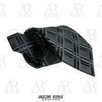 ANGELINO RUFOLO Necktie(NTN1750-กฟ.รวม) เนคไทผ้าไหมทออิตาลี่ 100% คุณภาพเยี่ยม ดีไซน์ Graphic Pattern สีเทา/สีเทอร์ควอยซ์/สีม่วง