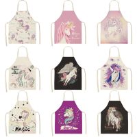 Rainbow horse pattern customizable apron alpaca For home and kitchen kids apron aprons for women cooking accessories Child apron