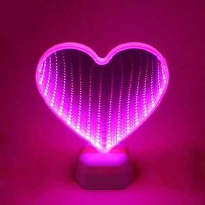 3D LED Night Light Love Heart Lamp Both Sides Mirror For Home Bedroom Valentine Day Wedding Decoration Kid Children Girl Gifts
