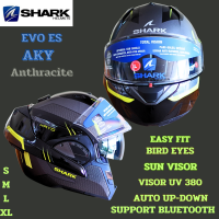 หมวกกันน็อคยกคาง  คางพับเก็บด้านหลังได้ SHARK EVO ES KRYD  AKY Anthracite  grey fluo