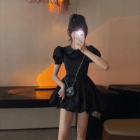 COCONI Design Sense Doll Collar Dress Women New Korean Style Waist All-match Short Skirt Baju Perempuan