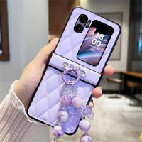 DTT เคสฝาพับ Findn2แบบฝาพับสำหรับออปโป้ไฟนด์ N2ฝาพับแบบฝาพับแบบเกาหลีมี N2โบว์ตาข่ายทรงขนมเปียกปูนสำหรับเคสมือถือกันกระแทกฝาหลัง