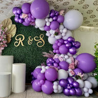 ลูกโป่งสีม่วง Garland Arch ชุดวันเกิดตกแต่งเด็กงานแต่งงานอุปกรณ์งานเลี้ยงวันเกิด Baby Shower Decor Latex Ballon-Zitao