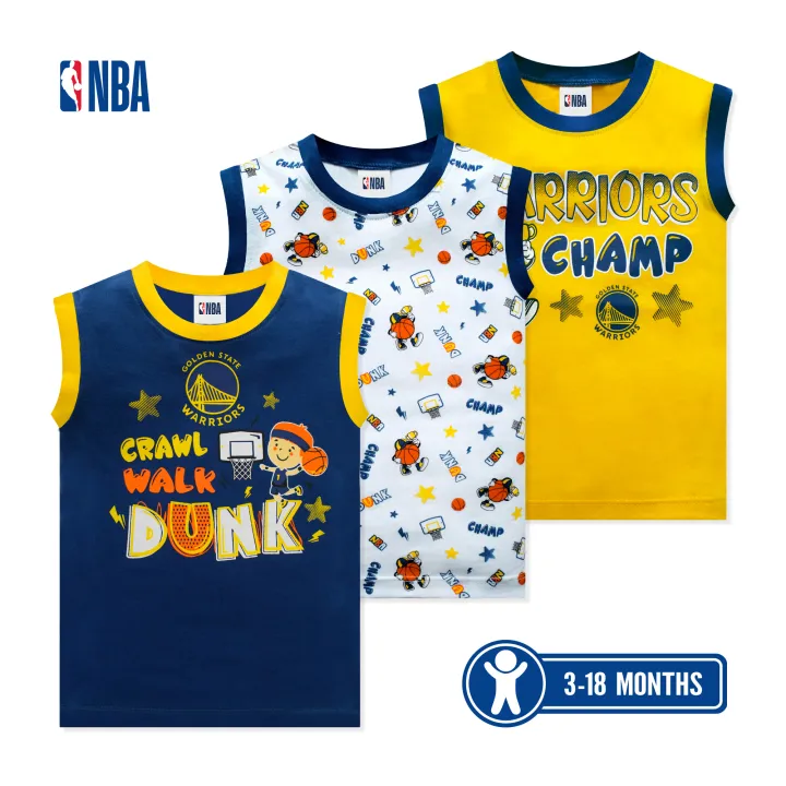 NBA Baby 3piece Muscle shirt (Crawl Walk Dunk Warriors) Lazada PH