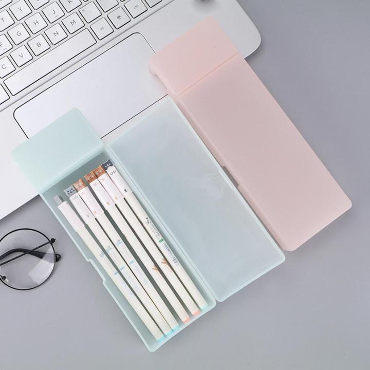 simple-and-multifunctional-creative-solid-color-pencil-pen-semi-storage-case-bag-frosted-box-stationery-pp-transparent-x4n1