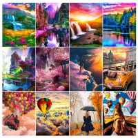 Landscape DIY 5D Diamond Painting Kits Full Drill Waterfall Hot Air Balloon Diamond Mosaic Rhinestone Embroidery Home Decor