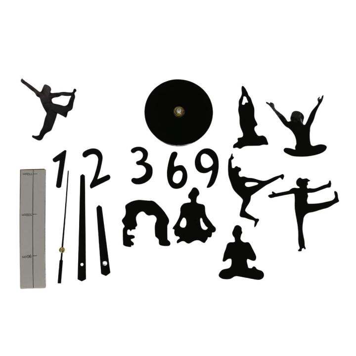 นาฬิกาติดผนัง-ลายโยคะ-สีดำ-yoga-design-wall-clock