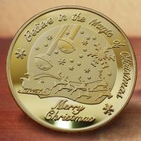 【YD】 NEW Claus Wishing Coin Collectible Gold Plated Souvenir North Pole Collection Commemorative