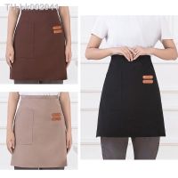 ✉♈┇ Summer Apron Canvas Waterproof Half Apron Waiter Uniform with Pocket for Waitress or Baking Mats 8 Colors Size 53x65cm