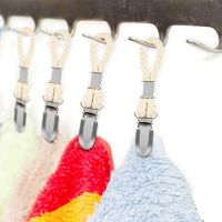 Towel Clip for hanging Braided Cotton Loop Towel Clips with Metal Clamp Multipurpose Cloth Hanger Home Bathroom Kitchen