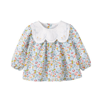 Pureborn Baby Girl Blouse Sweety Collar Children Kids Baby Clothes Floral Prints Long Sleeve Cotton Spring Autumn Tops