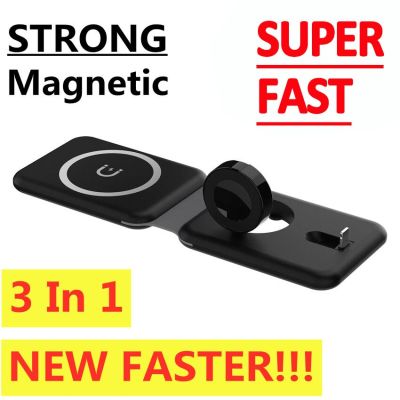 15W 3 in 1 Magnetic Wireless Charger Pad For iPhone 12 13 14 Pro Max Apple Watch 8 7 Airpods Foldable Fast Charging Dock Station