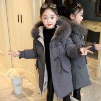 YUAAE 2023สาวใหม่เสื้อผ้าฤดูหนาว Warm Down เสื้อแจ็คเก็ตผ้าฝ้ายเด็ก Parka Faux Fur Collar Coat สาว Thicken Hooded เด็ก Clothes