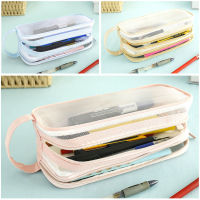 Pouch Pensil ตาข่ายสำหรับนักเรียนกระเป๋าเครื่องเขียนตาข่ายสำหรับวัยรุ่นหญิงเด็กชายความจุมากกล่องดินสอแบบตาข่าย Pouch Pensil ตาข่ายพร้อมช่องใส่ปากกาแบบพกพาขนาดใหญ่2ช่อง