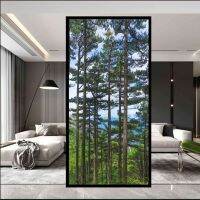 Glass Window Privacy Film Forest Pattern Glass Window Stickers Sun Blocking Glue-Free Static Clings Glass Door Film Window Sticker and Films