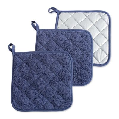 3pcs 2in1 Pot Holders Oven Mitts Cotton Mat Kitchen Cooking Microwave Gloves Baking BBQ Potholders Pocket Tool Accessory