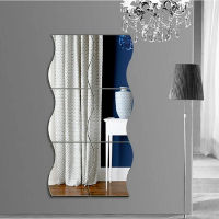 【TaroBall】6Pcs Large Self-adhesive Wave Mirror Wall Sticker Modern Acrylic Wall Decor Room Decoration Cheap Reflect Mirror Wallpaper