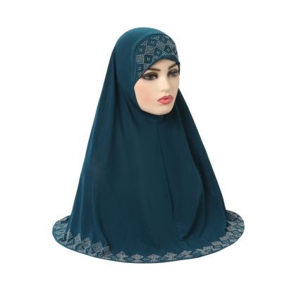 【CC】♦ஐↂ  H146 high quality medium size 70x70cm muslim amira hijab with rhinestones pull on islamic scarf head wrap headwear