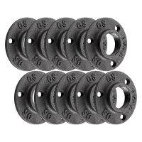 Floor Flange - 10 Pack Malleable Cast Iron Pipe Flange Pipe Fitting with Threaded Hole for Vintage Decor