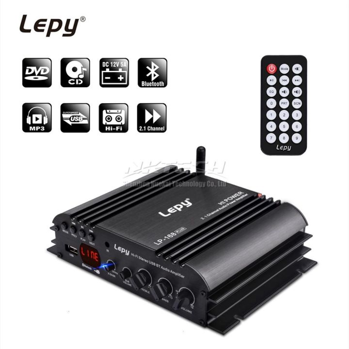 Lepy LP 168 Plus Digital Stereo Audio Power Amplifier HiFi Car Player Bluetooth 2 1 Channel IR