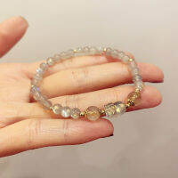 สร้อยข้อมือ Moonstone สีเทาธรรมชาติสำหรับสาว ๆ ออกแบบสร้อยข้อมือคริสตัลสำหรับแฟน ๆ 14QZ