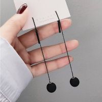 New 2022 Long Tassels Black Joker Contracted Metal Ball Drop Earrings Women Temperament Weddings Jewelry Gift