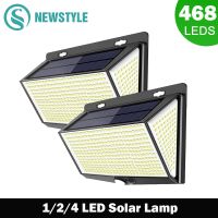 NEW 468 LED Solar lamp outdoor light Waterproof for garden decorcation street lights Human Body Sensor 3 modes 208/144 wall lamp