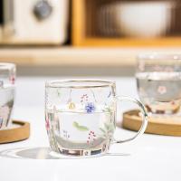 【CW】◆✉  Mug Borosilicate Glass Pattern Cup with Handle Transparent Drinking Glasses