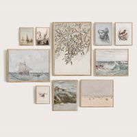 ✈✖ Vintage Apple Tree พิมพ์โปสเตอร์ Neutral Farmhouse Wall Art Venice Sketch สีน้ำ Seascape Vintage Neutral ภาพวาดผ้าใบ