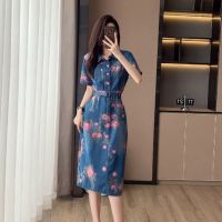 HOT ●✷๑ Mới Đầm Denim Dài Qua Gối Phong Cách Retro Thời Trang