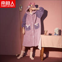 Fsyew74wgyi แอนตาร์กติกคนหนาและยาวชุดนอน Flannel Nightgown ผู้หญิงฤดูใบไม้ร่วงและฤดูหนาวผู้หญิงเสื้อคลุมอาบน้ำฤดูหนาว Coral Fleece เสื้อคลุมอาบน้ำ