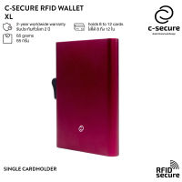 C-SECURE [พร้อมส่ง] เคสใส่บัตร กระเป๋าใส่บัตร กระเป๋าสตางค์ กระเป๋าใส่การ์ด RFID ขนาด XL - สีแดงบอร์โดซ์