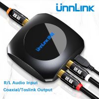 Unnlink ออปติคอล Toslink โคแอกเซียลสำหรับลำโพงซาวด์บาร์แบบอนาล็อกไปยังตัวแปลงสัญญาณเสียงแบบดิจิตอล96Khz 2RCA ไปยังเครื่องขยายเสียง