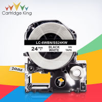 Black on White SS24KW LC-6WBN 1" (24mm) Label Ribbon Adhesive Tapes for Epson King Jim LW-700 LW-700 LW-900P LW-1000P Printer