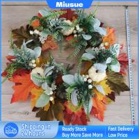 Miusue 18 "พวงหรีดฟักทองเทียมฤดูใบไม้ร่วงสำหรับตกแต่งฮาโลวีนแต่งงาน