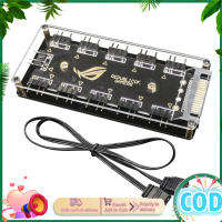 Fan Hub With 5V ARGB Motherboard Sync Extension Cords SATA Power Adhesive Base 1 To 10 Ports ARGB Fan Splitter