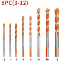 HH-DDPJ10pcs Brill Bits Multi-material Triangle Drill Bit Diamond Set For Tile Concrete Brick Glass Plastic Wood Stone 3-12mm