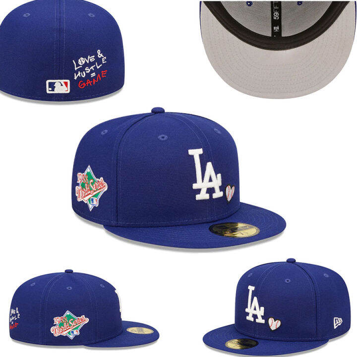 LA Dodgers MLB Baseball Cap New Era 59Fifty 7 1/4 Blue Fitted Hat Genuine  Merch.