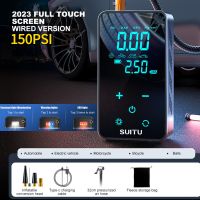 ▥ Wireless Air Pump 150PSI Touch Screen Portable Electric Tire Inflator for Car Bicycle Motorcycle Mini Air Compressor Injector