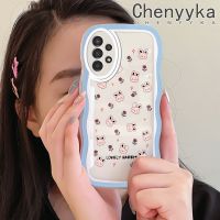 Chenyyka เคสโทรศัพท์ปลอกสำหรับ Samsung Galaxy A04s 5G A13 A13ลายการ์ตูนกระต่ายน่ารักแฟชั่นคลื่นลูกคลื่นเคสซิลิโคนใสดีไซน์ใหม่นิ่มโปร่งใสกันกระแทกเคสป้องกันเลนส์กล้อง