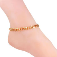 Gold Silver Plated Stainless Steel Anklet Beach Jewelry Wholesale 25CM 7MM Foot Bracelet Women Cuban Leg Link Barefoot Accessory