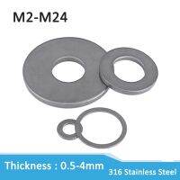 M2 M2.5 M3 M4 M5 M6-M24 316 Stainless Steel Flat Washer Plain Gasket for Screw Bolt Thickness 0.5mm-4mm Large Size Oversize Big Nails  Screws Fastener