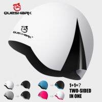 【CW】 QUESHARK Men Silicone Seamless Elastic Cap Diving Swim Hat 2 Colors 1 Hair Protection